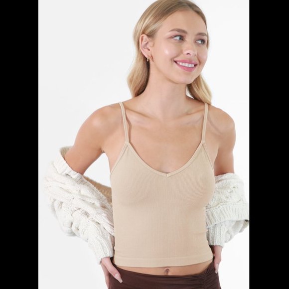 New Pearled Ivory Super Comfortable Relaxed Fit Ribbed Crop Top - Picture 1 of 1